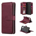 For Samsung Galaxy A22 5G Multifunctional Magnetic Copper Buckle Horizontal Flip Solid Color Leather Case with 10 Card Slots & Wallet & Holder & Photo Frame(Wine Red)