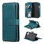 For Samsung Galaxy A22 5G Multifunctional Magnetic Copper Buckle Horizontal Flip Solid Color Leather Case with 10 Card Slots & Wallet & Holder & Photo Frame(Dark Green)