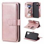 For Samsung Galaxy A32 4G Multifunctional Magnetic Copper Buckle Horizontal Flip Solid Color Leather Case with 10 Card Slots & Wallet & Holder & Photo Frame(Rose Gold)