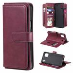For LG K92 Multifunctional Magnetic Copper Buckle Horizontal Flip Solid Color Leather Case with 10 Card Slots & Wallet & Holder & Photo Frame(Wine Red)