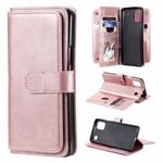For LG K92 Multifunctional Magnetic Copper Buckle Horizontal Flip Solid Color Leather Case with 10 Card Slots & Wallet & Holder & Photo Frame(Rose Gold)