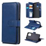 For Xiaomi Redmi K40 Multifunctional Magnetic Copper Buckle Horizontal Flip Solid Color Leather Case with 10 Card Slots & Wallet & Holder & Photo Frame(Dark Blue)