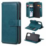 For Xiaomi Redmi Note 10 4G Multifunctional Magnetic Copper Buckle Horizontal Flip Solid Color Leather Case with 10 Card Slots & Wallet & Holder & Photo Frame(Dark Green)