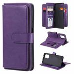 For Xiaomi Redmi Note 10 4G Multifunctional Magnetic Copper Buckle Horizontal Flip Solid Color Leather Case with 10 Card Slots & Wallet & Holder & Photo Frame(Purple)