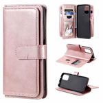 For Xiaomi Redmi Note 10 4G Multifunctional Magnetic Copper Buckle Horizontal Flip Solid Color Leather Case with 10 Card Slots & Wallet & Holder & Photo Frame(Rose Gold)