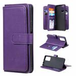For Xiaomi Redmi Note 10 Pro Multifunctional Magnetic Copper Buckle Horizontal Flip Solid Color Leather Case with 10 Card Slots & Wallet & Holder & Photo Frame(Purple)