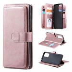 For Xiaomi Redmi Note 10 Pro Multifunctional Magnetic Copper Buckle Horizontal Flip Solid Color Leather Case with 10 Card Slots & Wallet & Holder & Photo Frame(Rose Gold)