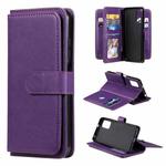 For Xiaomi Redmi Note 10 5G Multifunctional Magnetic Copper Buckle Horizontal Flip Solid Color Leather Case with 10 Card Slots & Wallet & Holder & Photo Frame(Purple)