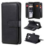 For Huawei Y9a Multifunctional Magnetic Copper Buckle Horizontal Flip Solid Color Leather Case with 10 Card Slots & Wallet & Holder & Photo Frame(Black)