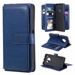 For Huawei Y9a Multifunctional Magnetic Copper Buckle Horizontal Flip Solid Color Leather Case with 10 Card Slots & Wallet & Holder & Photo Frame(Dark Blue)