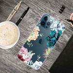 For iPhone 13 Pro Max Painted Pattern High Transparent TPU Protective Case (Gem Flower)