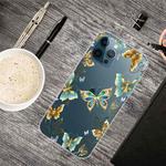 For iPhone 13 Pro Painted Pattern High Transparent TPU Protective Case (Golden Butterflies)
