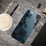 For iPhone 13 Pro Max Painted Pattern High Transparent TPU Protective Case (Black Rose)