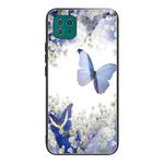 For Samsung Galaxy A22 5G Colorful Painted Glass Shockproof Protective Case(Flowers and Butterflies)