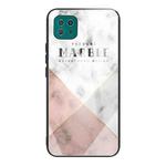 For Samsung Galaxy A22 5G Marble Tempered Glass Back Cover TPU Border Case(HCBL-6)