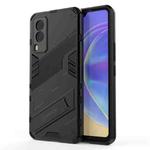 For vivo V21e 5G Punk Armor 2 in 1 PC + TPU Shockproof Case with Invisible Holder(Black)