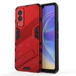 For vivo V21e 5G Punk Armor 2 in 1 PC + TPU Shockproof Case with Invisible Holder(Red)
