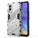 For vivo V21e 5G Punk Armor 2 in 1 PC + TPU Shockproof Case with Invisible Holder(White)