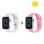 Discoloration in Sun Silicone Watch Band For Apple Watch Ultra 49mm / Series 8&7 45mm / SE 2&6&SE&5&4 44mm / 3&2&1 42mm(White Change Pink)