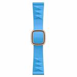 Modern Style Silicone Watch Band For Apple Watch Ultra 49mm / Series 8&7 45mm / SE 2&6&SE&5&4 44mm / 3&2&1 42mm, Style:Rose Gold Buckle(Lake Blue)