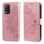 For OPPO Realme 8 5G 7-petal Flowers Embossing Pattern Horizontal Flip PU Leather Case with Holder & Card Slots & Wallet & Photo Frame(Rose Gold)