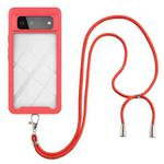 For Google Pixel 6 Starry Sky Solid Color Series Shockproof PC + TPU Protective Case with Neck Strap(Red)