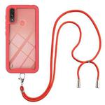 For Motorola Moto E7 Power Starry Sky Solid Color Series Shockproof PC + TPU Protective Case with Neck Strap(Red)