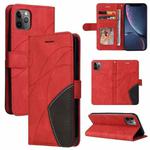 For iPhone 11 Pro Max Dual-color Splicing Horizontal Flip PU Leather Case with Holder & Card Slots & Wallet (Red)