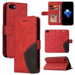 For iPhone SE 2022 / SE 2020 / 8 / 7 Dual-color Splicing Horizontal Flip PU Leather Case with Holder & Card Slots & Wallet(Red)