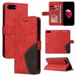 Dual-color Splicing Horizontal Flip PU Leather Case with Holder & Card Slots & Wallet For iPhone 8 Plus / 7 Plus(Red)