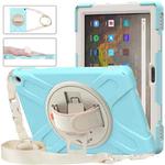 For Amazon Kindle Fire HD 10 2021 Silicone + PC Protective Case with Holder & Shoulder Strap(Ice Blue)