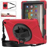 For Amazon Kindle Fire HD 10 2021 Silicone + PC Protective Case with Holder & Shoulder Strap(Red)