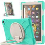 Silicone + PC Protective Case with Holder & Shoulder Strap For Amazon Kindle Fire HD 10 2021(Mint Green)