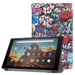 For Amazon Kindle Fire HD 10 2017 / 2019 Colored Drawing Horizontal Flip Leather Case with Three-folding Holder & Sleep / Wake-up Function(Graffiti)