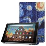For Amazon Kindle Fire HD 10 2017 / 2019 Colored Drawing Horizontal Flip Leather Case with Three-folding Holder & Sleep / Wake-up Function(Starry Sky)