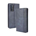 For OPPO Reno6 Pro 5G Magnetic Buckle Retro Crazy Horse Texture Horizontal Flip Leather Case with Holder & Card Slots & Photo Frame(Blue)