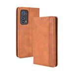 For OPPO Reno6 Pro+ 5G Magnetic Buckle Retro Crazy Horse Texture Horizontal Flip Leather Case with Holder & Card Slots & Photo Frame(Brown)