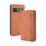 For Google Pixel 6 Pro Magnetic Buckle Retro Crazy Horse Texture Horizontal Flip Leather Case with Holder & Card Slots & Photo Frame(Brown)