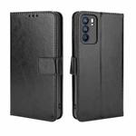 For OPPO Reno6 5G Crazy Horse Texture Horizontal Flip Leather Case with Holder & Card Slots & Lanyard(Black)