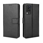 For vivo X60 Pro Overseas Version / X60 5G Curved Surface Version Crazy Horse Texture Horizontal Flip Leather Case with Holder & Card Slots & Lanyard(Black)