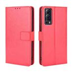 For vivo Y72 5G / iQOO Z3 Crazy Horse Texture Horizontal Flip Leather Case with Holder & Card Slots & Lanyard(Red)