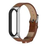 For Xiaomi Mi Band 6 / 5 / 4 / 3 Mijobs CS Microfiber Leather Watch Band(Brown + Silver)