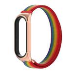 For Xiaomi Mi Band 6 / 5 / 4 / 3 Mijobs CS Breathable Nylon Watch Band(Rainbow Rose gold)
