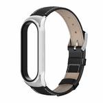 For Xiaomi Mi Band 6 / 5 / 4 / 3 Mijobs CS First Layer Cowhide Watch Band(Black + Silver)