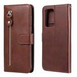 For OPPO Reno6 Pro+ 5G Fashion Calf Texture Zipper Horizontal Flip Leather Case with Holder & Card Slots & Wallet(Brown)