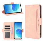 For OPPO Reno6 5G Skin Feel Calf Pattern Horizontal Flip Leather Case with Holder & Card Slots & Photo Frame(Pink)