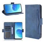 For OPPO Reno6 5G Skin Feel Calf Pattern Horizontal Flip Leather Case with Holder & Card Slots & Photo Frame(Blue)