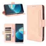 For vivo X60 Pro / X60 5G Curved Surface Skin Feel Calf Pattern Horizontal Flip Leather Case with Holder & Card Slots & Photo Frame(Pink)