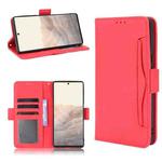 For Google Pixel 6 Pro Skin Feel Calf Pattern Horizontal Flip Leather Case with Holder & Card Slots & Photo Frame(Red)