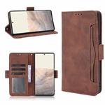For Google Pixel 6 Pro Skin Feel Calf Pattern Horizontal Flip Leather Case with Holder & Card Slots & Photo Frame(Brown)